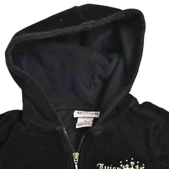 Juicy Couture Choose Juicy Ruffle Track Jacket Full Zip Black  Velour Size 5 - Picture 5 of 10